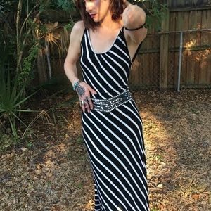 Beautiful backless long black and white dress